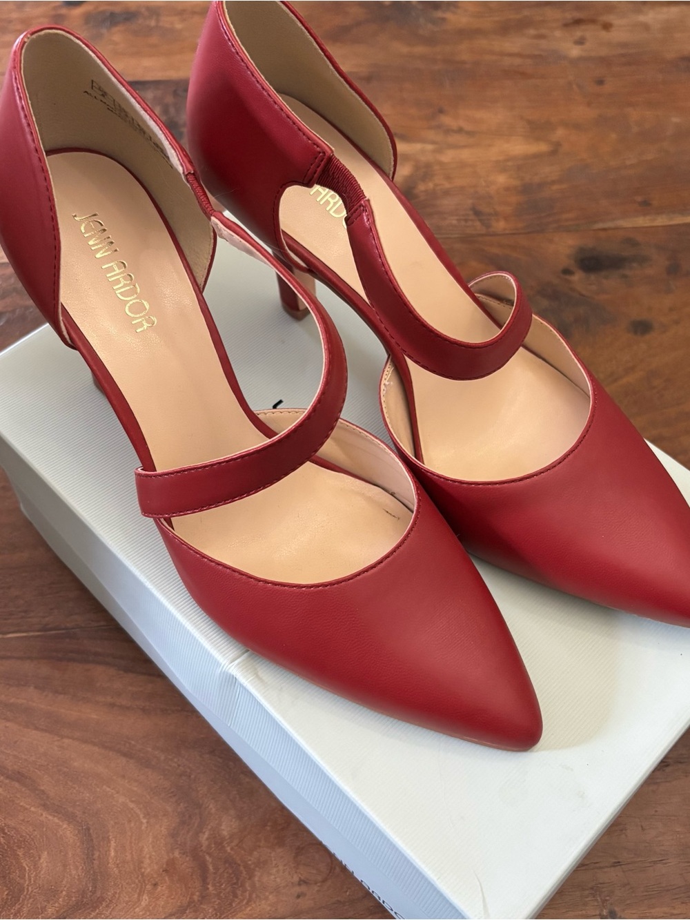 Jenn Ardor Red Pointed-Toe Mary Jane Heels